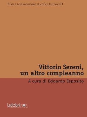 cover image of Vittorio Sereni, un altro compleanno